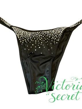 Victoria's Secret Black Rhinestone Accent Brazilian